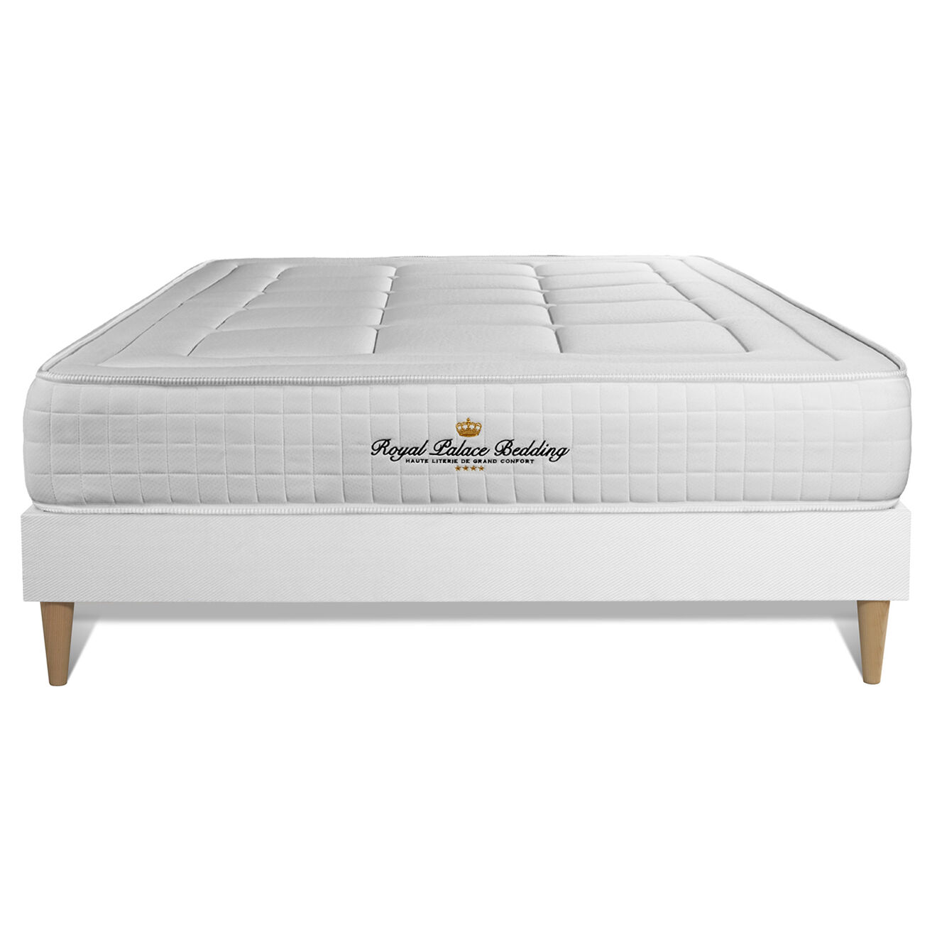Royal Palace Bedding Ensemble matelas à mémoire de forme & sommier Balmoral blanc - 200x200 cm