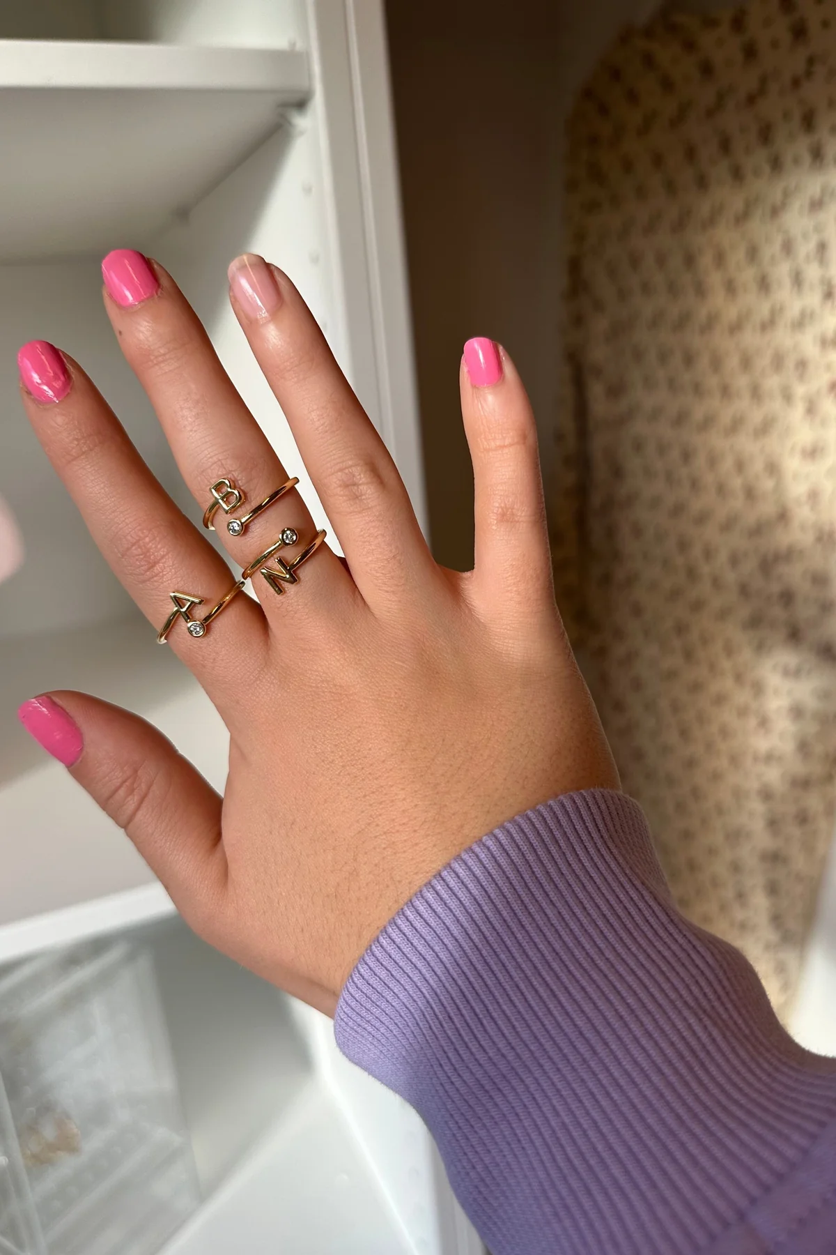 Mellow Moon Letter Stone Ring