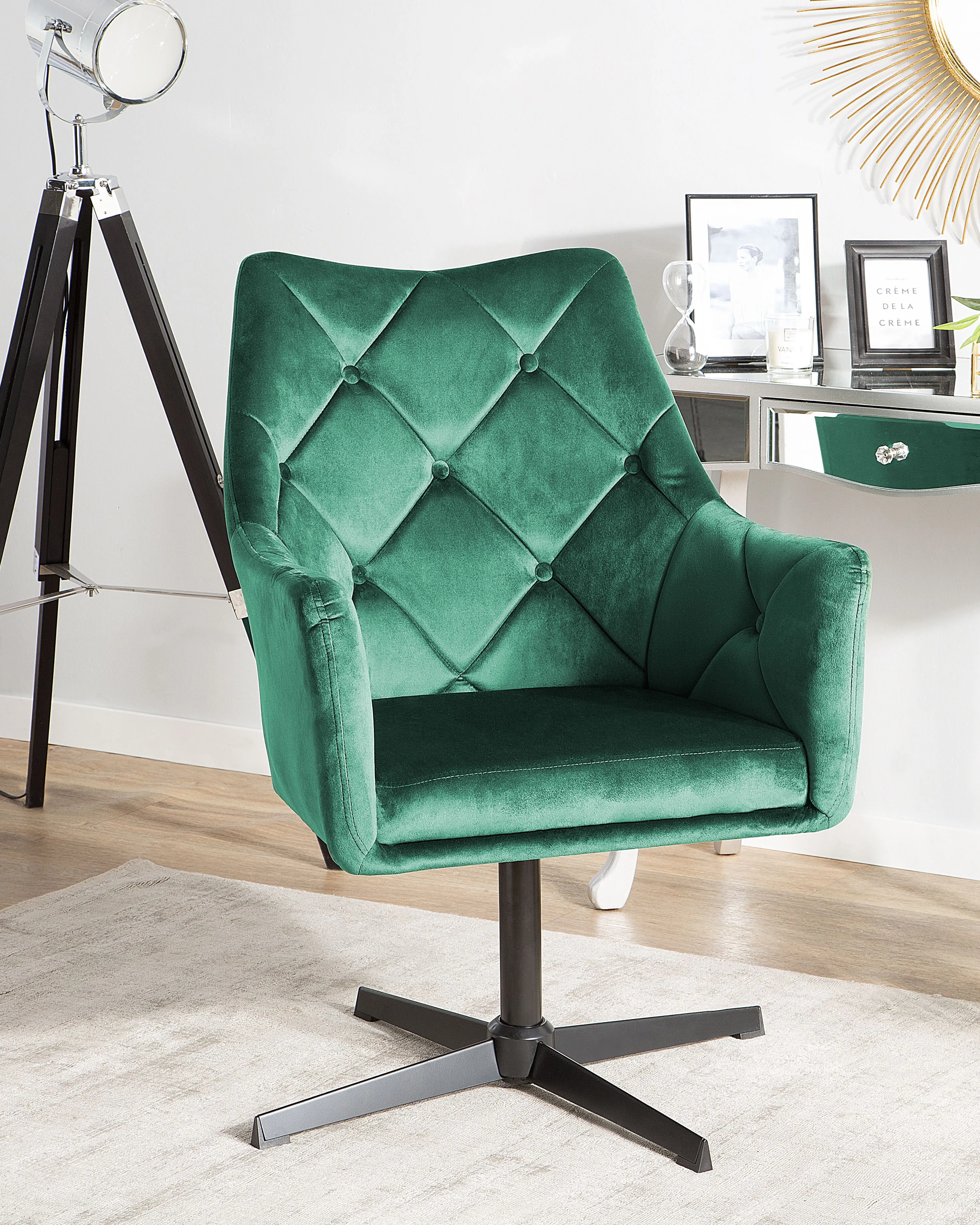 Draaifauteuil VAKSALA Fluweel Donkergroen