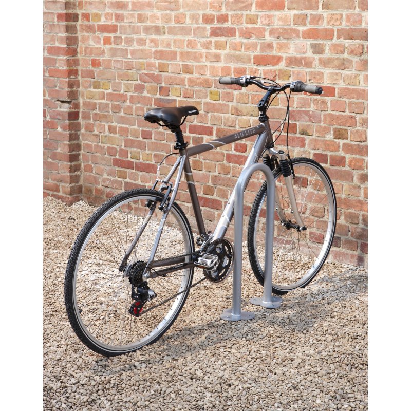 Lot de 2 ranges vélos platine pour 4 vélos Tube Ø 40 mm + peinture poudre époxy grise Platine Ø152mm, ép. 5mm et trous de fixation Ø9mm  MODELE ROND