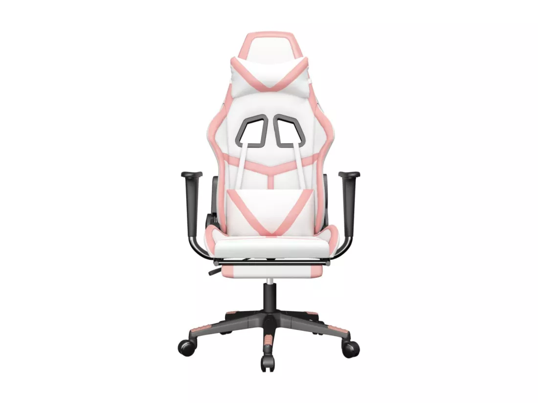 Chaise de jeu de massage avec repose-pied Blanc&Rose Similicuir
