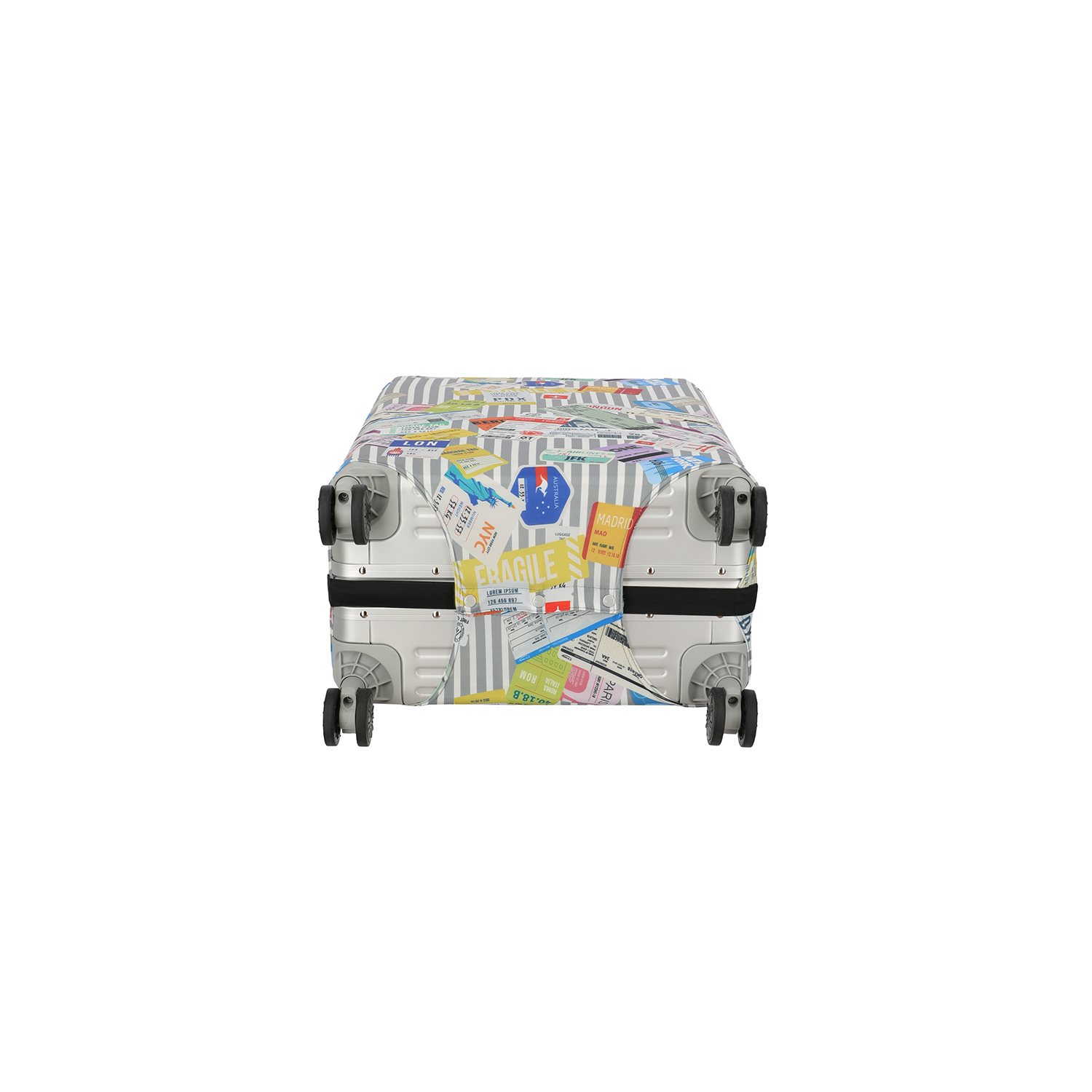 Travelite Accessoires Kofferhoes M tickets on blue/white