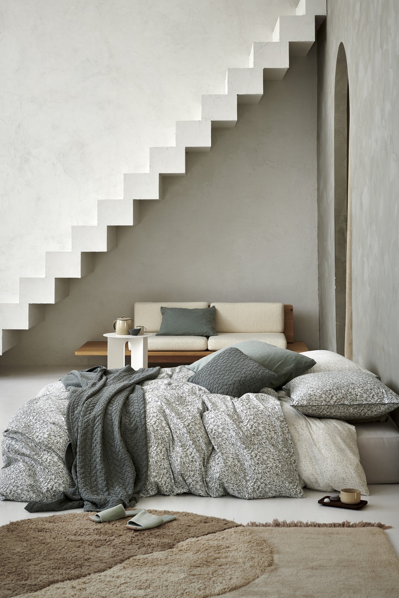 Pure Kussensloop Stone | 60 x 70 cm | Grijs | Beige | Katoen