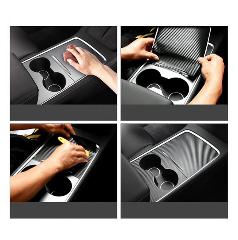 Tesla Model 3 / Y Mittelkonsolen Schutzfolie Selbstklebender Abdeckungsschutz - Carbon Look