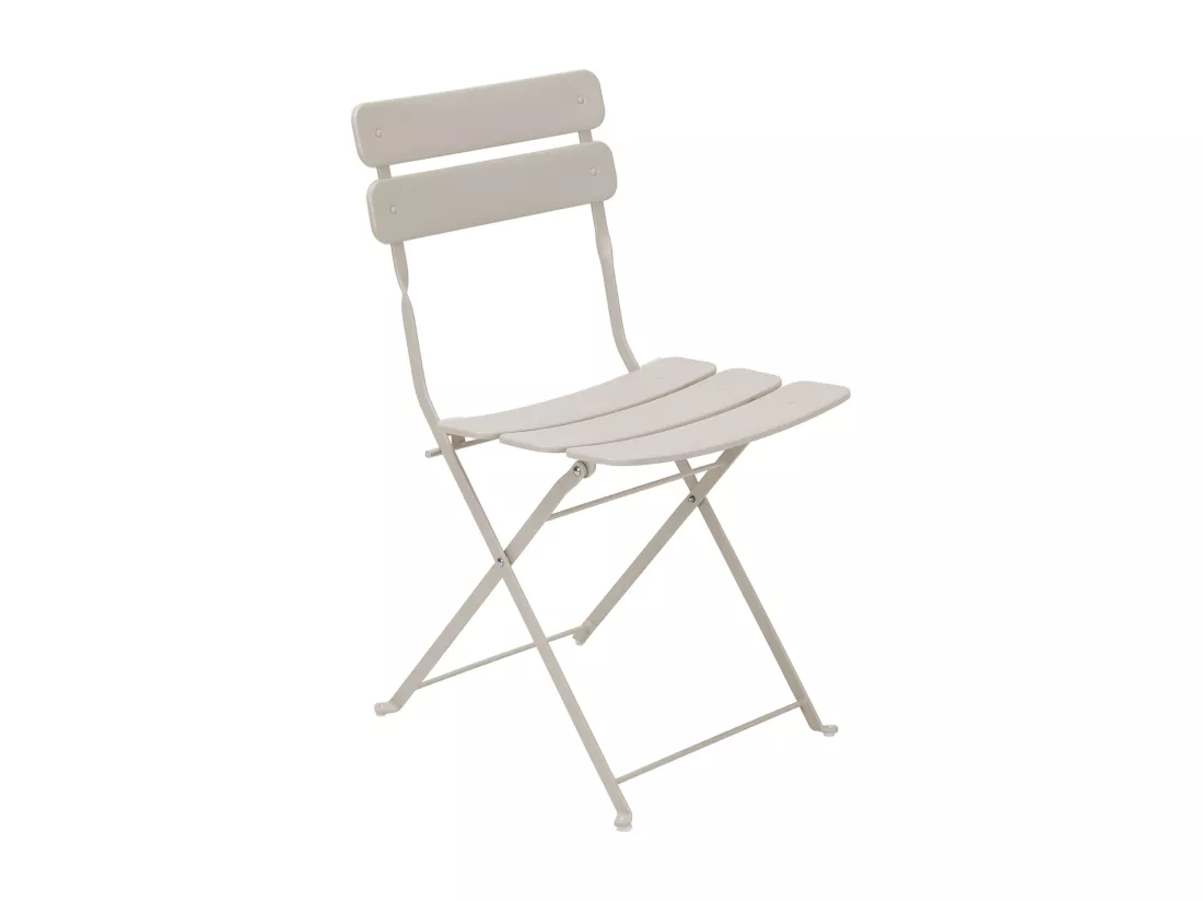 Table de terrasse ronde pliante et 2 chaises pliantes beige clair