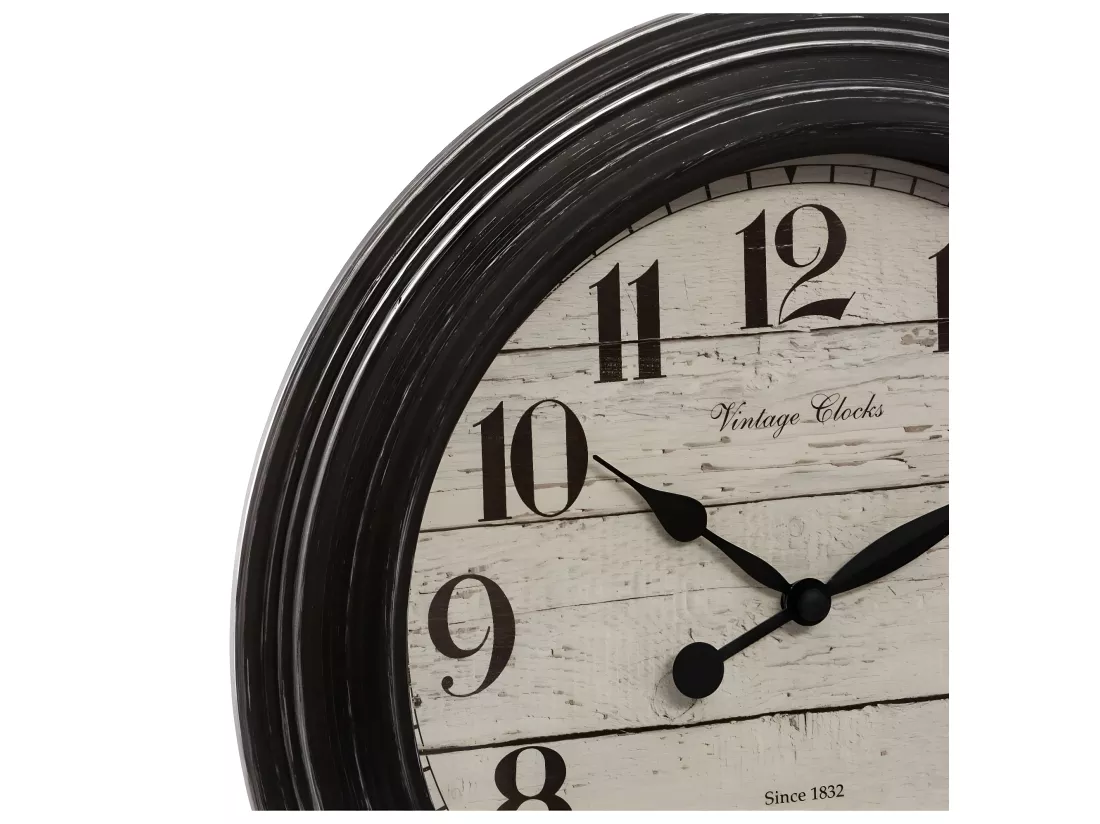 Pendule murale Moulure Noir D 29 cm