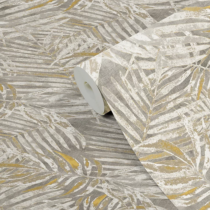 Papier peint Vinyle Intissé GoodHome Perod beige et jaune