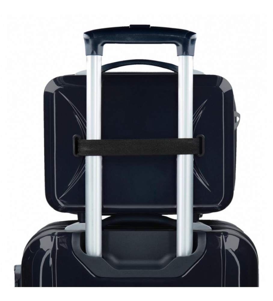 Nécessaire Joumma Bags em ABS com estampa de bolinhas azuis - 29x21x15cm