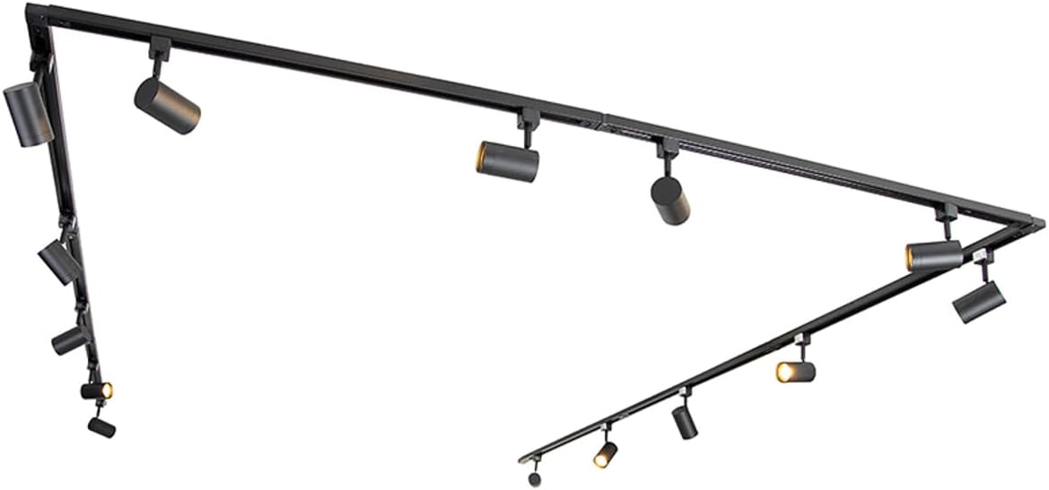 QAZQA - Modern Modernes 1-Phasen-Schienensystem Komplettset I Spotlight I Deckenspot I Deckenstrahler I Strahler mit 14 Spot I Spotlight I Deckenspot I Deckenstrahler I Strahler I Lampe I Leuchtes sch