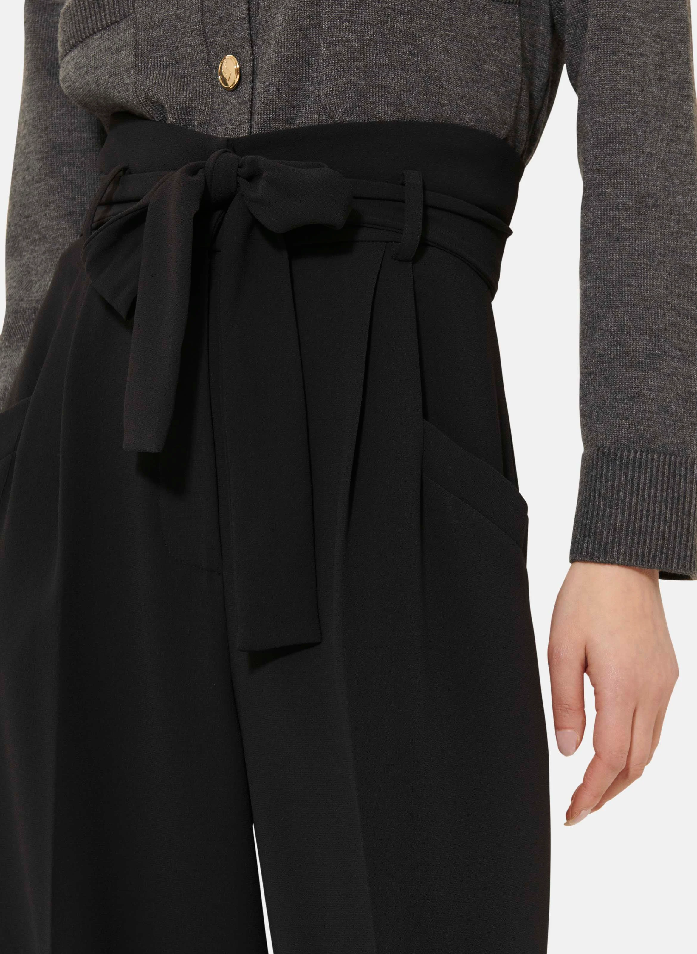PIA - Pantalon large taille haute | Noir