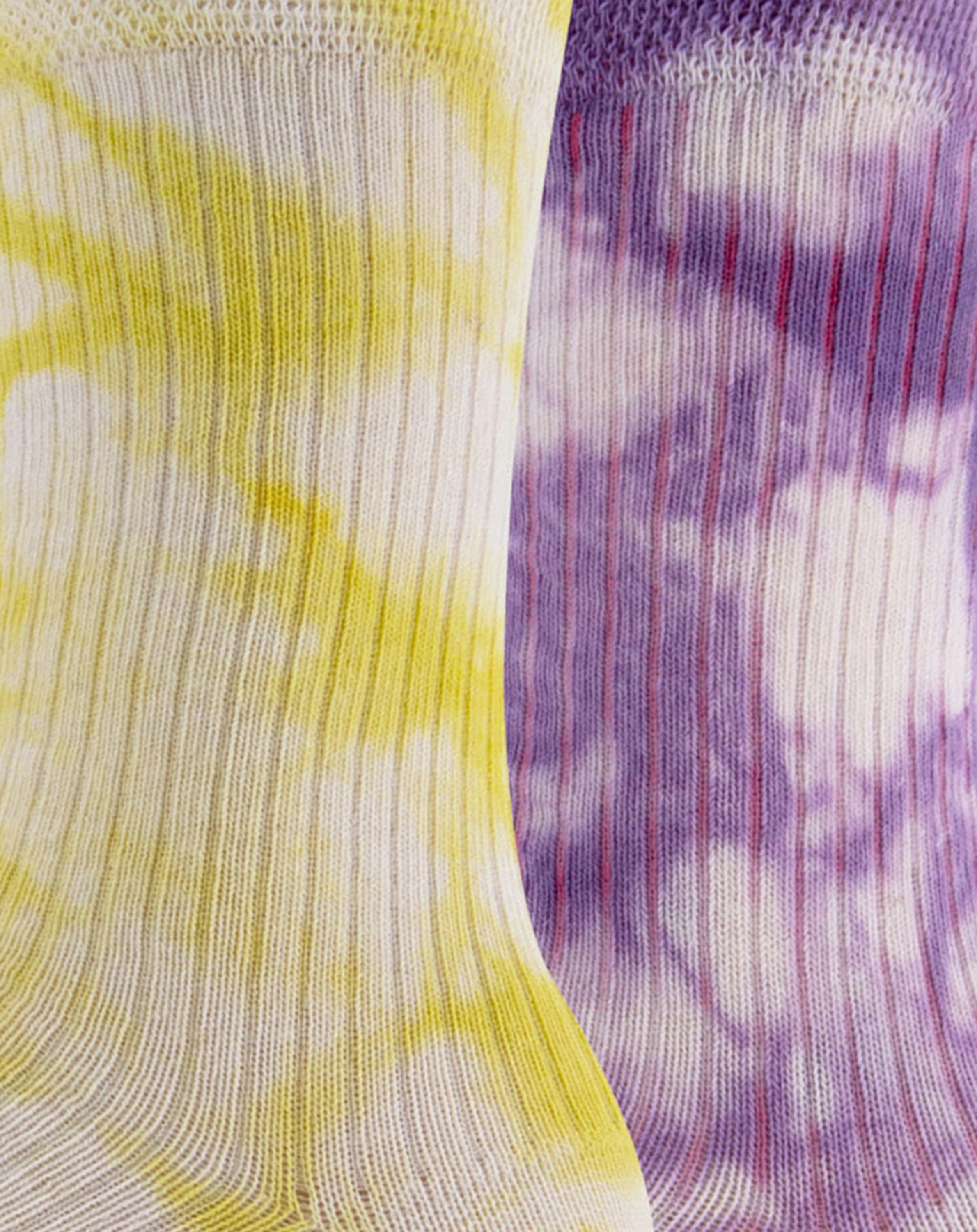 Socken BATIK & RIPPE 2er-Pack in lila/gelb