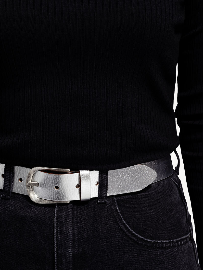 Leren Riem - zilver