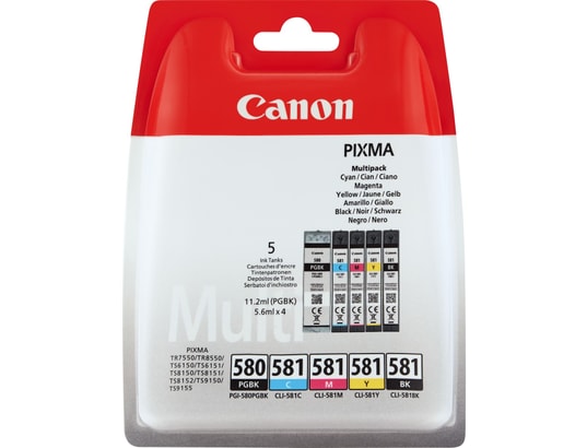 CANON - Pack cartouches d'encre Multipack PGI-580 + CLI-581 BK/C/M/Y