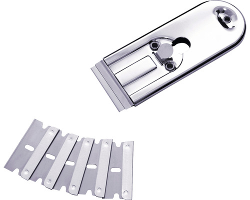 Metalen glasschraper 130mm, 5x vervangingsmesjes