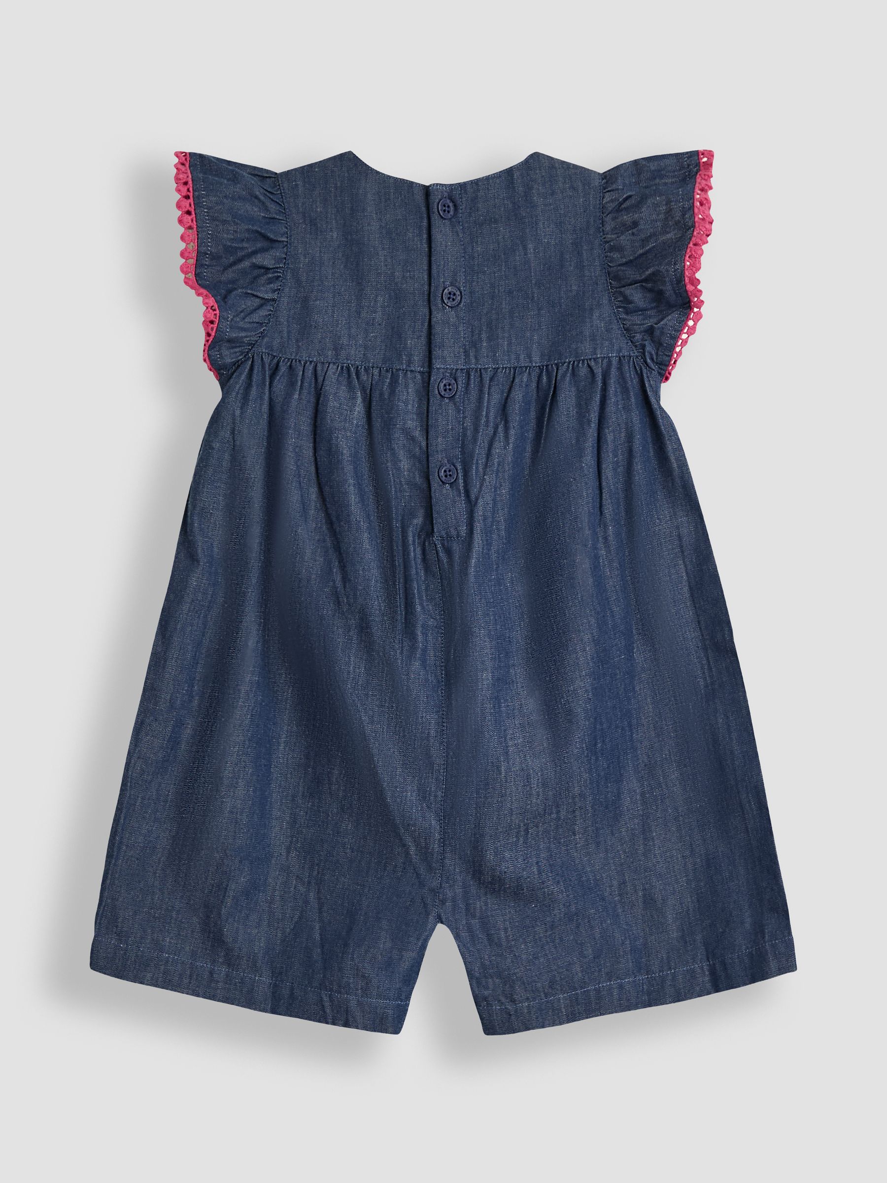 JoJo Maman Bébé Frill Sleeve 100% Cotton Playsuit