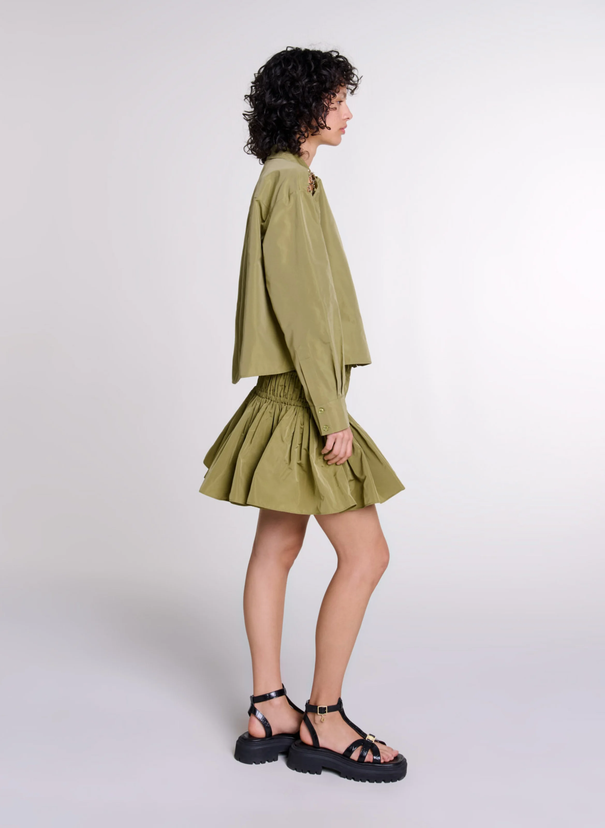 Chemise droite ajourée | Kaki