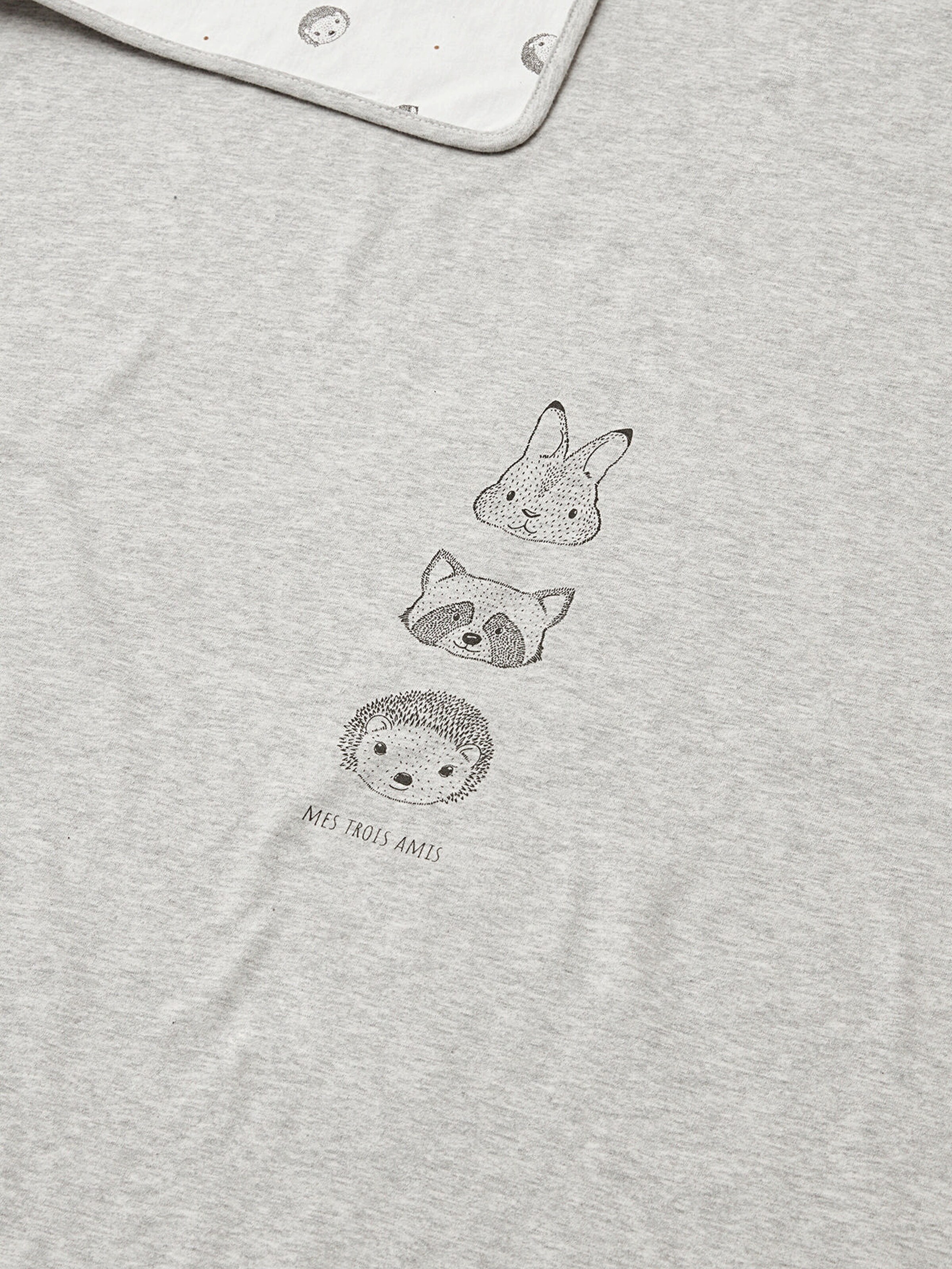 Vertbaudet Bio-Kollektion: Baby Decke KLEINE FREUNDE wollweiß/grau