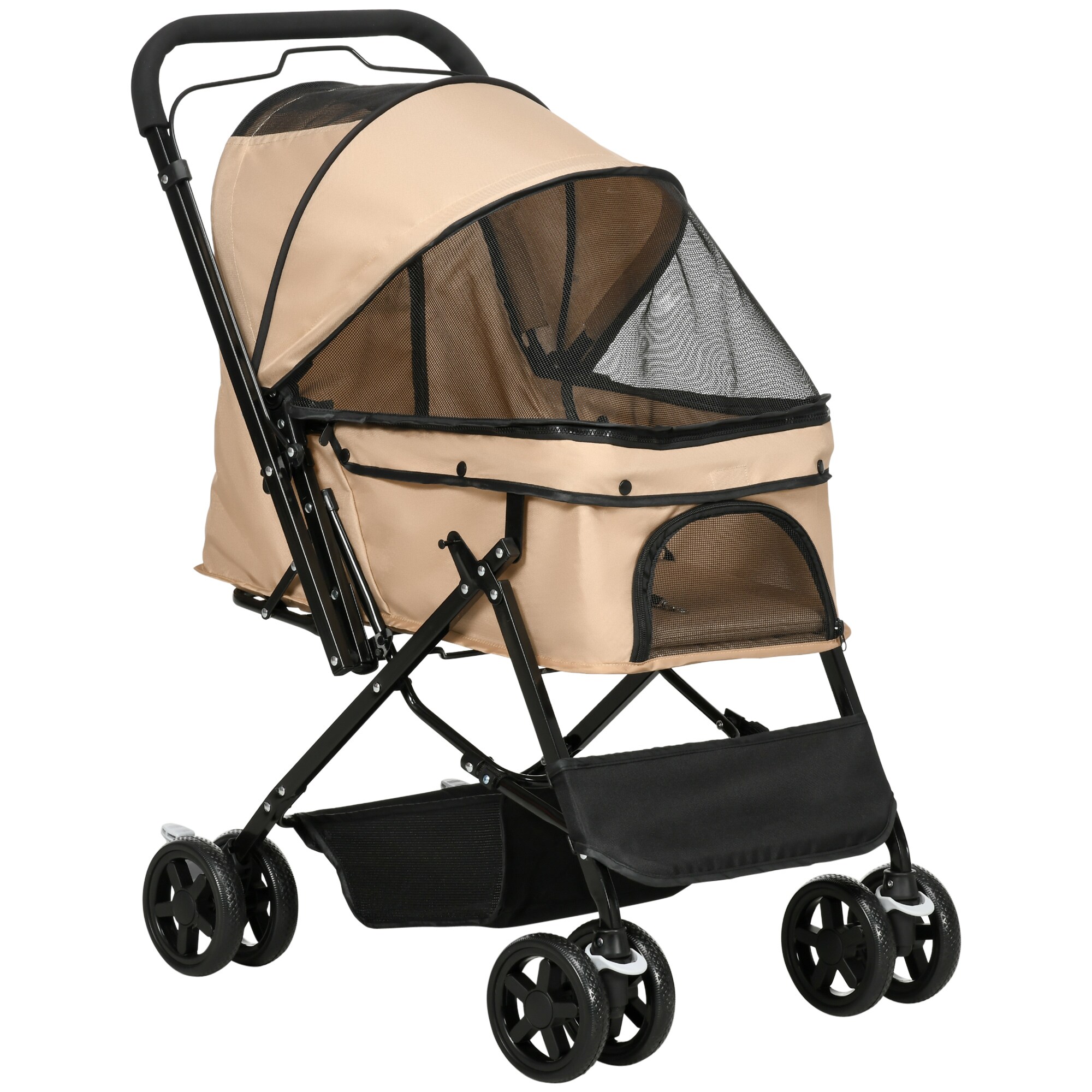 PawHut Hundebuggy mit Faltfunktion braun 76,5L x 52B x 95H cm