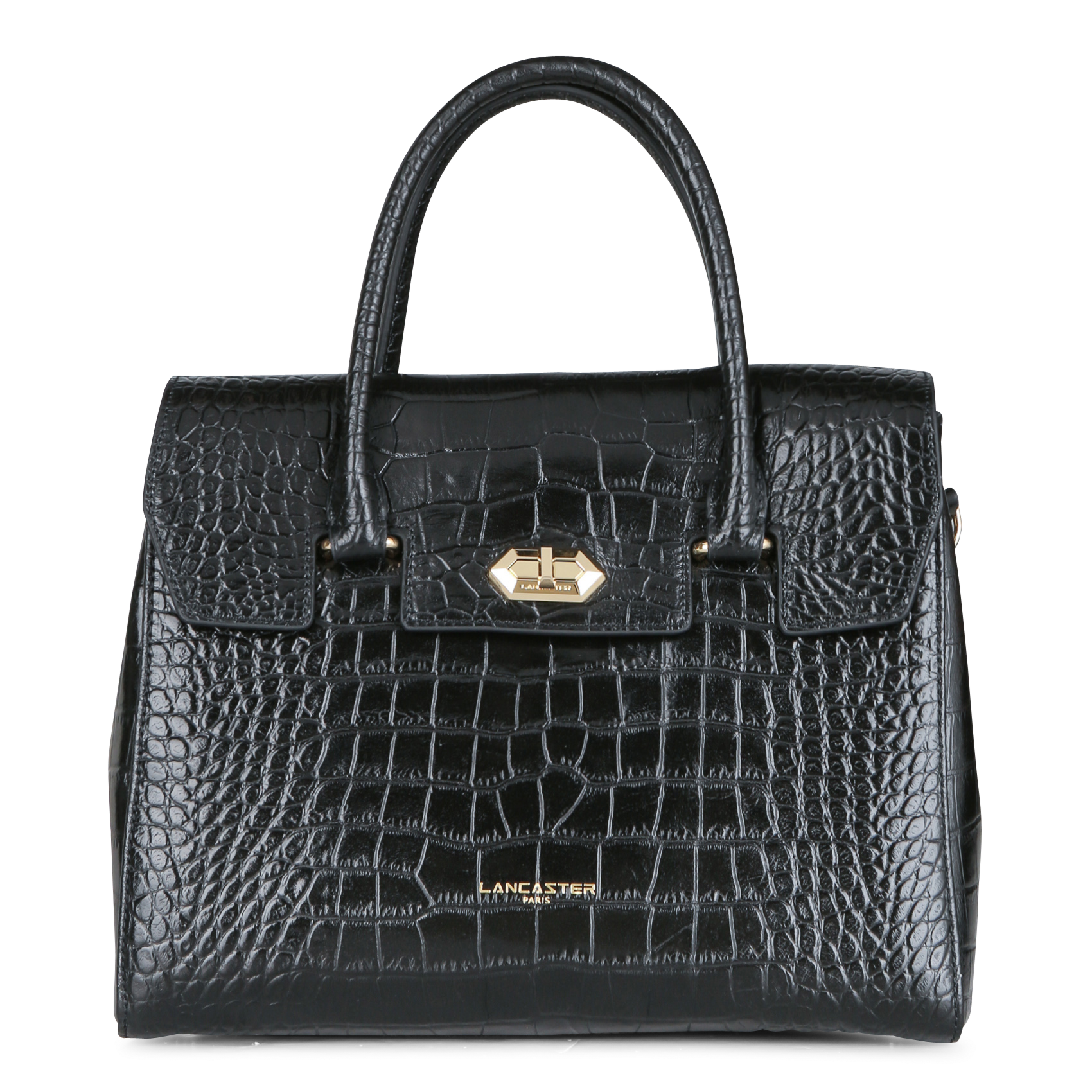 EXO - Sac cabas en cuir embossé croco | Noir