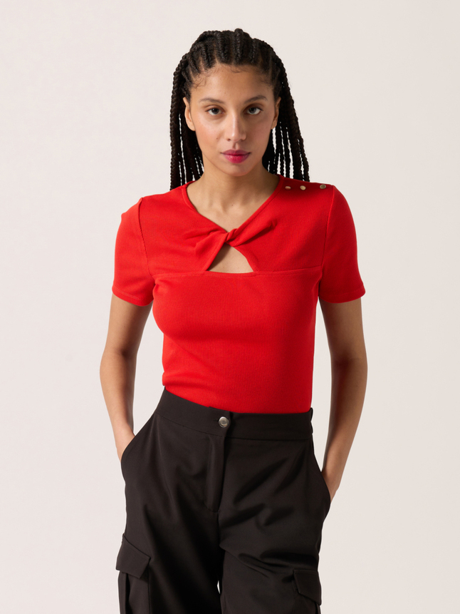 Top décolleté torsadé