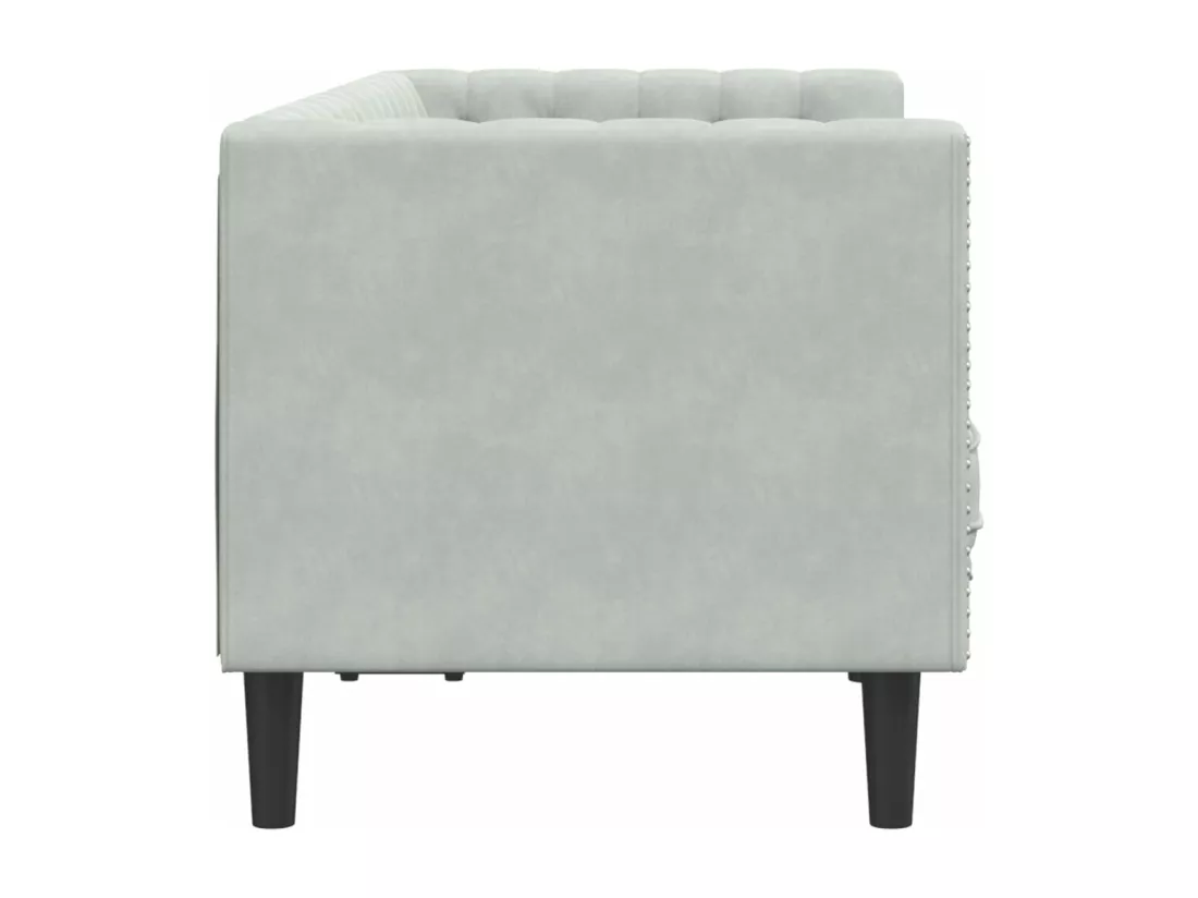 Canapé Chesterfield avec traversins 2 places gris clair velours