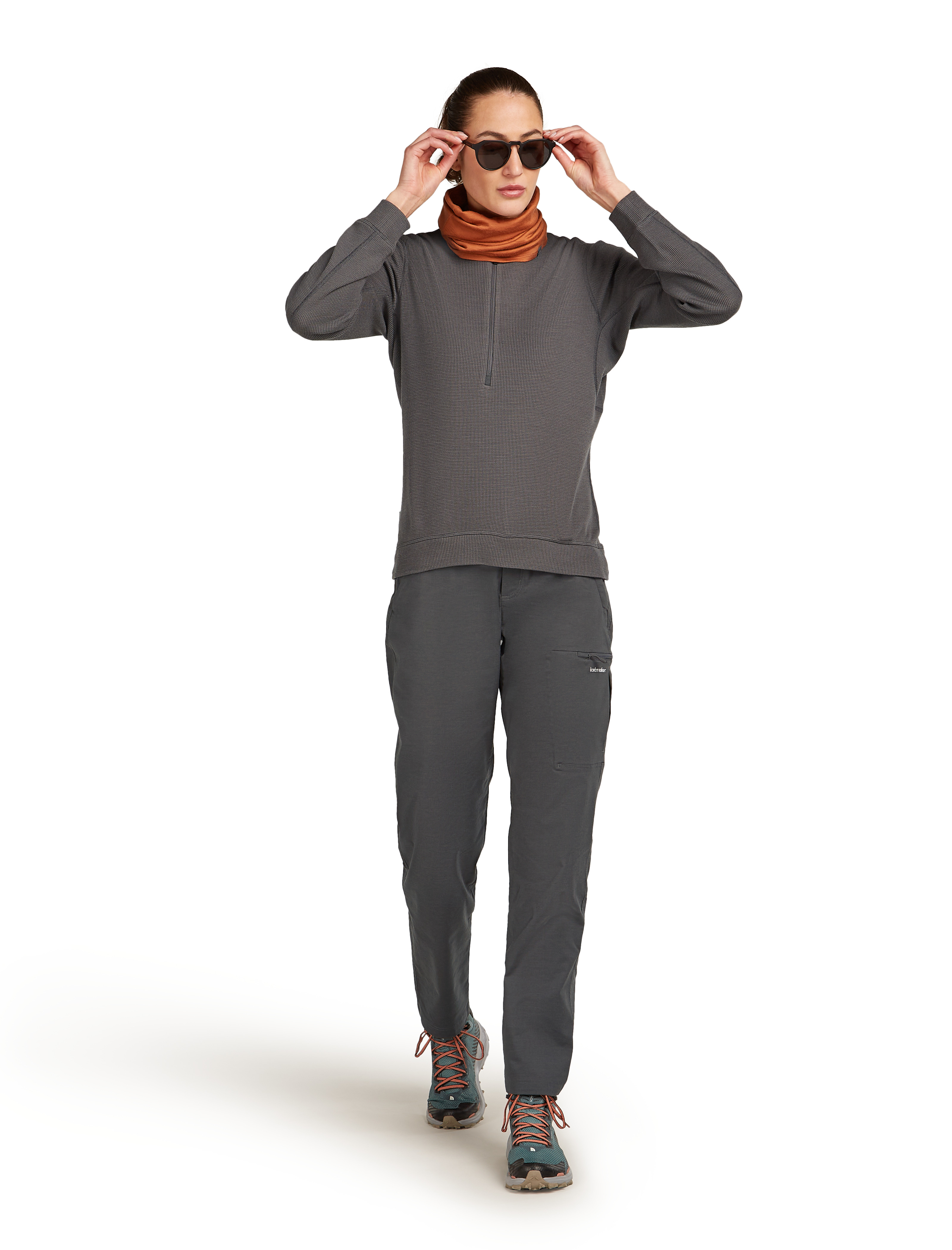 W Merino Blend 260 Waffle Knit Wander LS Half Zip