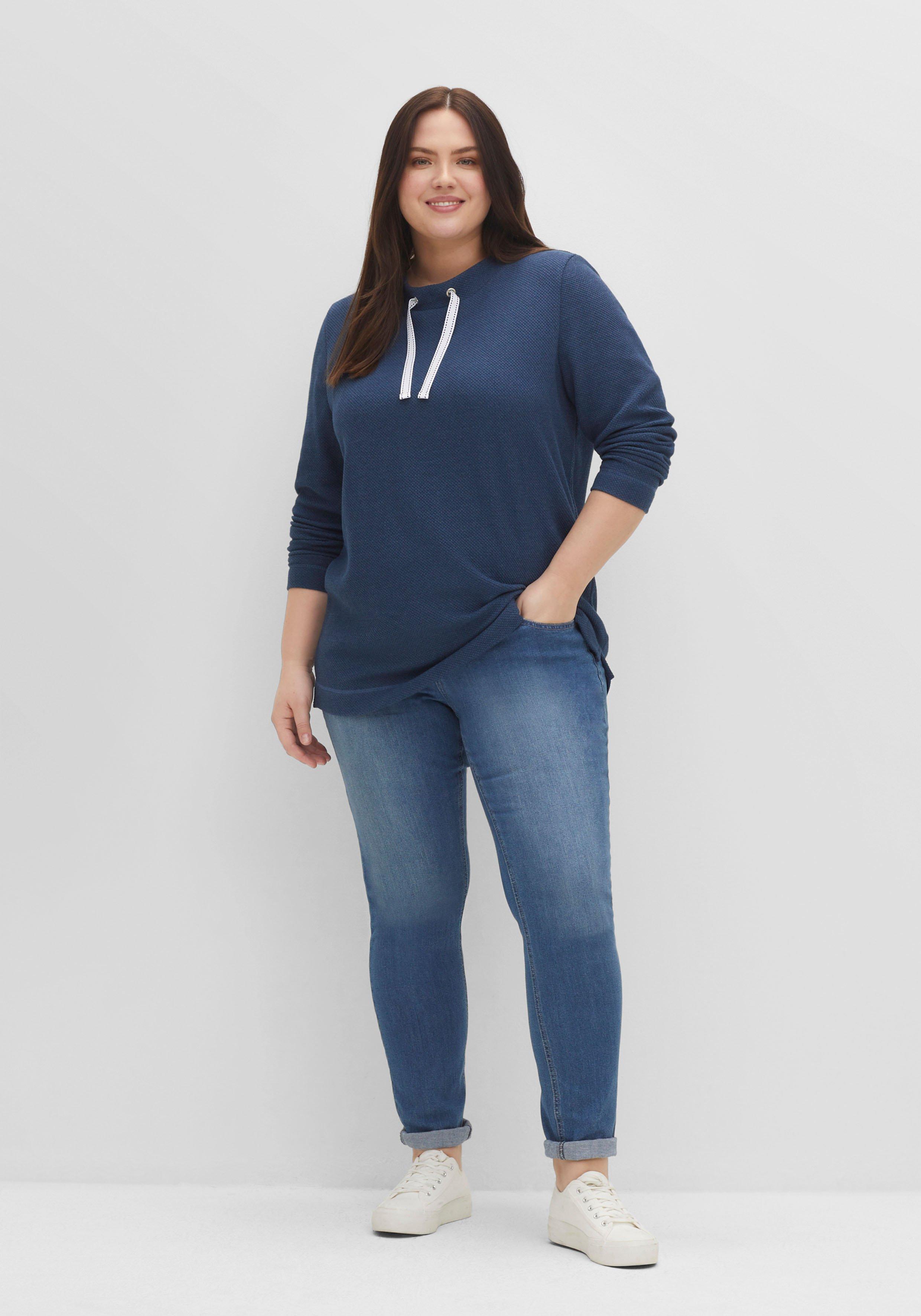 Sweatshirt mit Tunnelzug, aus Waffelpiqué