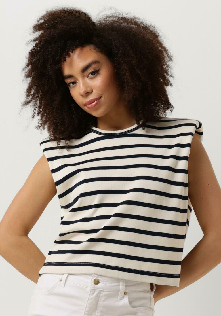 CO\\'COUTURE blauw/wit gestreepte co'couture top classic stripe crop tee