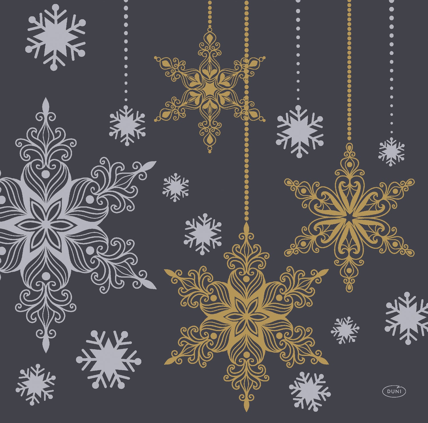 Duni servet Snowstars Black zwart 40 x 40 cm 20 stuks