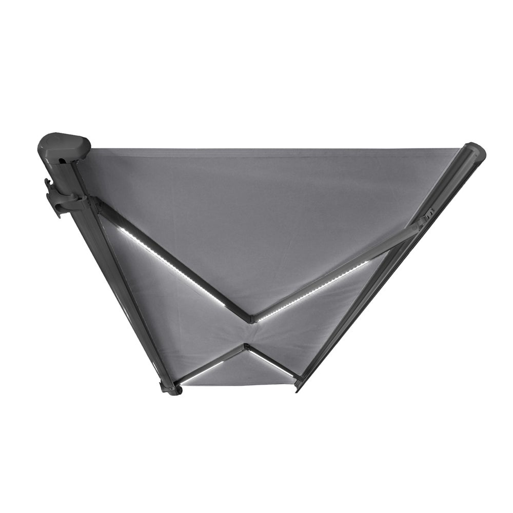 Home Deluxe - LED Full Cassette Zonnescherm ELOS - Antraciet, 395 x 300 cm - incl. wind- en zonsensor, afstandsbediening, handslinger, bevestigingsmateriaal | Terrasoverkapping, zonwering, windscherm
