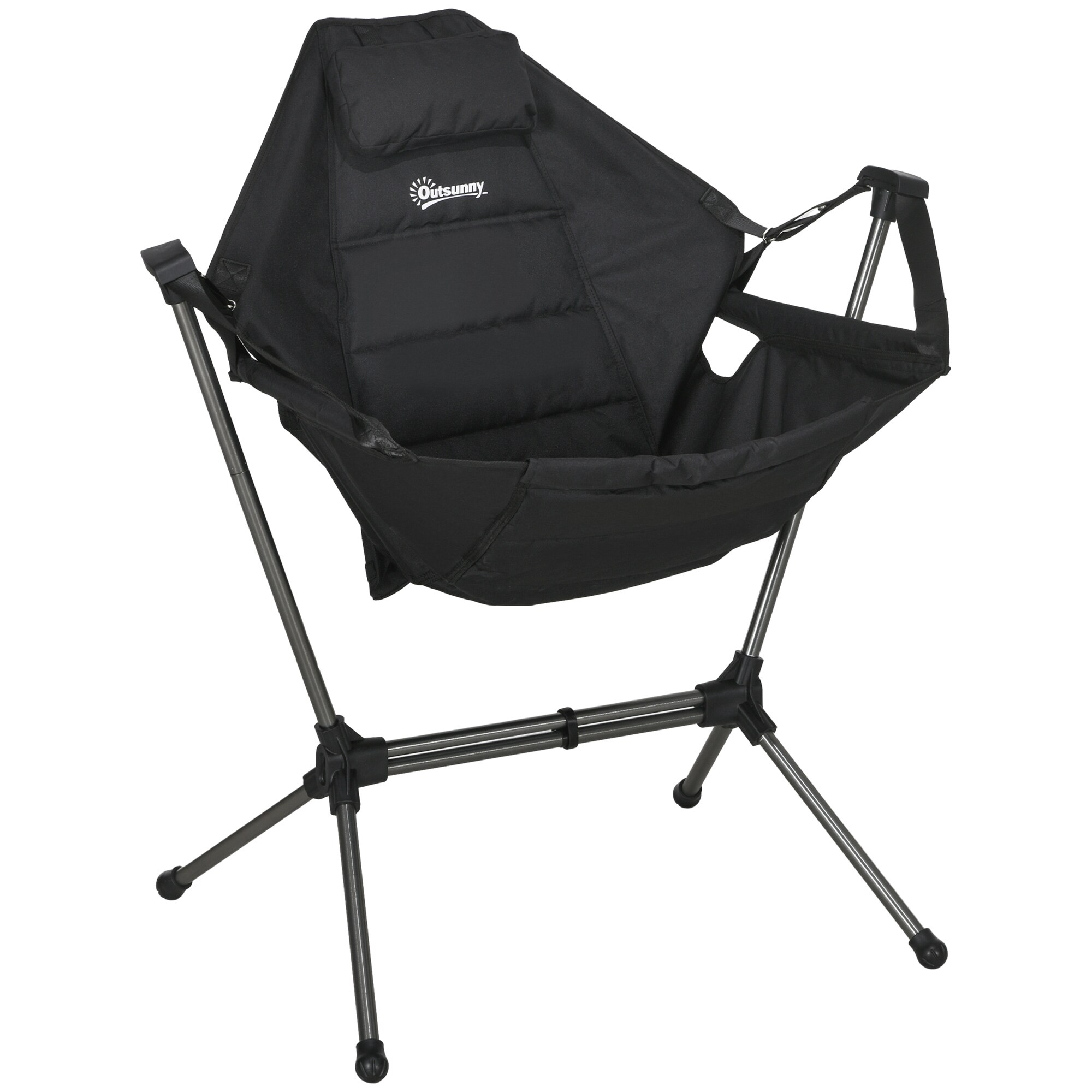 Outsunny Campingstuhl mit Schaukelfunktion schwarz 54L x 100B x 101H cm