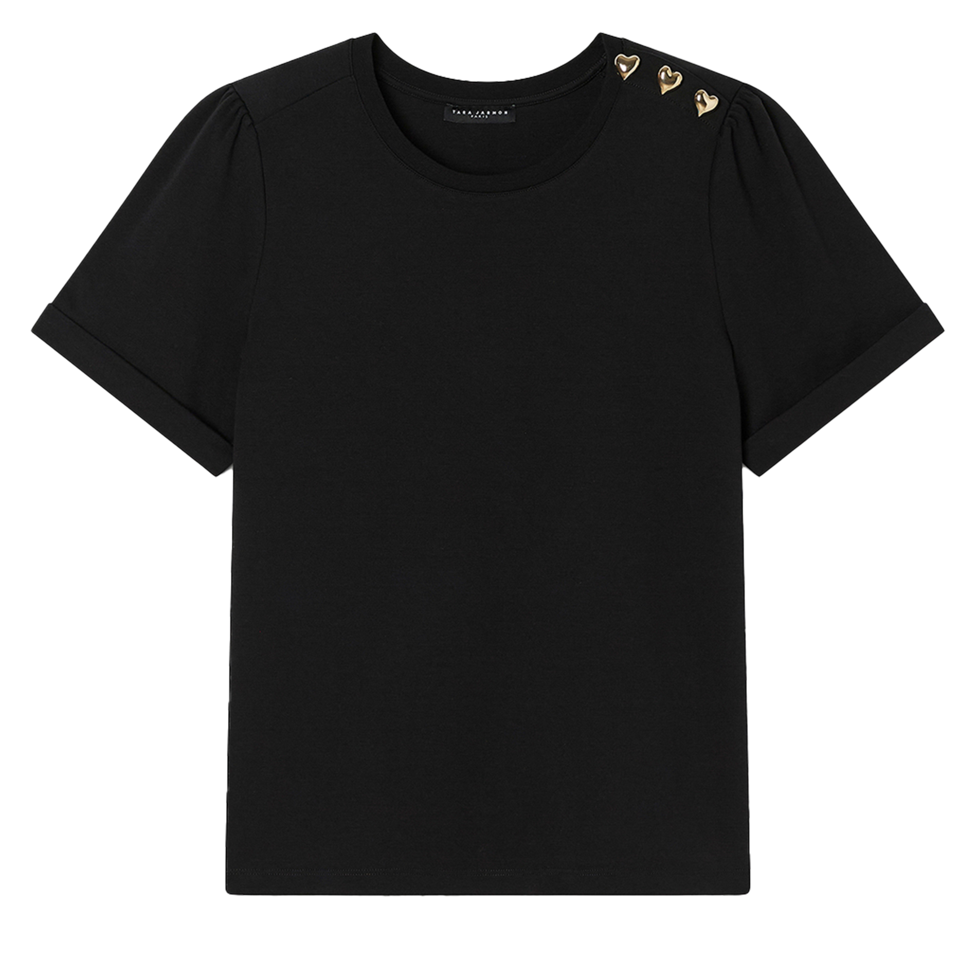 TAMPA - Tee-shirt col rond en coton | Noir