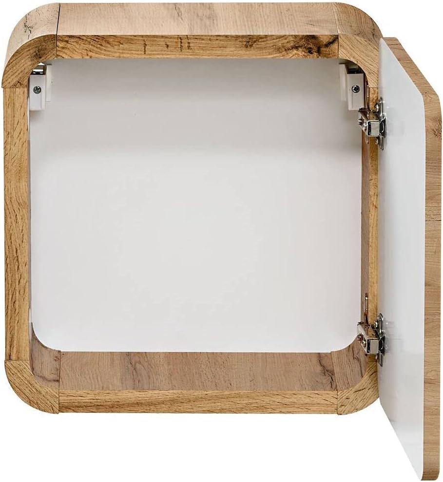 Lomadox Badezimmermöbel Set mit 81 cm Waschtisch & LED-Spiegelschrank, Wotan Eiche Nb., B/H/T ca. 130/200/46 cm