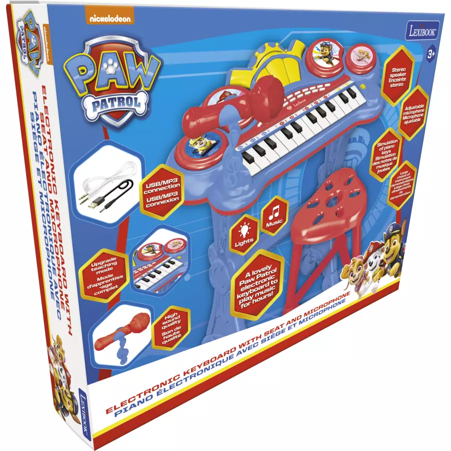LEXIBOOK PAW Patrol Digitales Schlagzeug mit Keyboard, Mikrofon und Hocker
