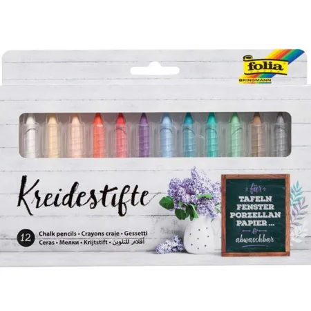 Folia Kreidestifte-Set, farbig sortiert, 12er Etui
