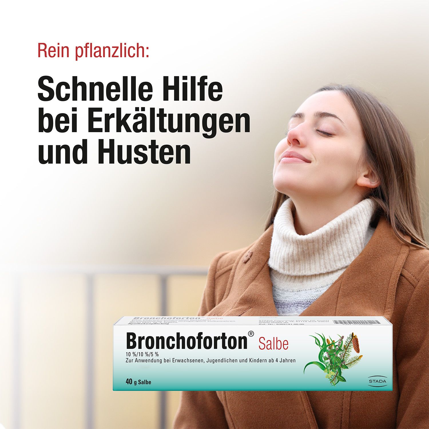 Bronchoforton® Salbe – Erkältungssalbe mit rein pflanzlichen Wirkstoffen. Löst zähen Schleim, erleichtert das Abhusten; mit Eukalyptus-, Fichtennadel- und Pfefferminzöl