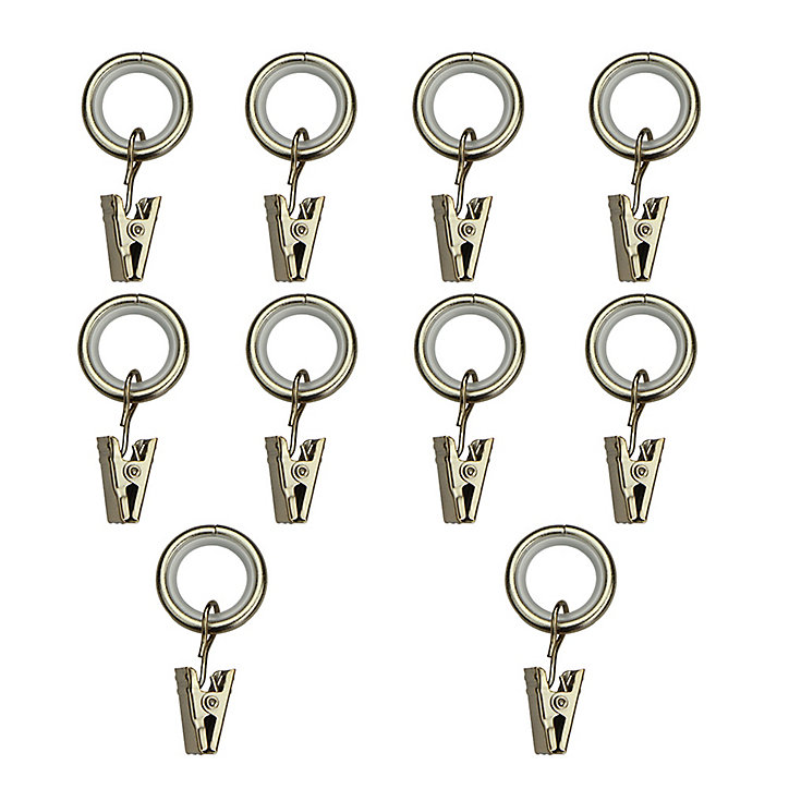 10 anneaux clip pour barre à rideau Nisis GoodHome ⌀10mm doré