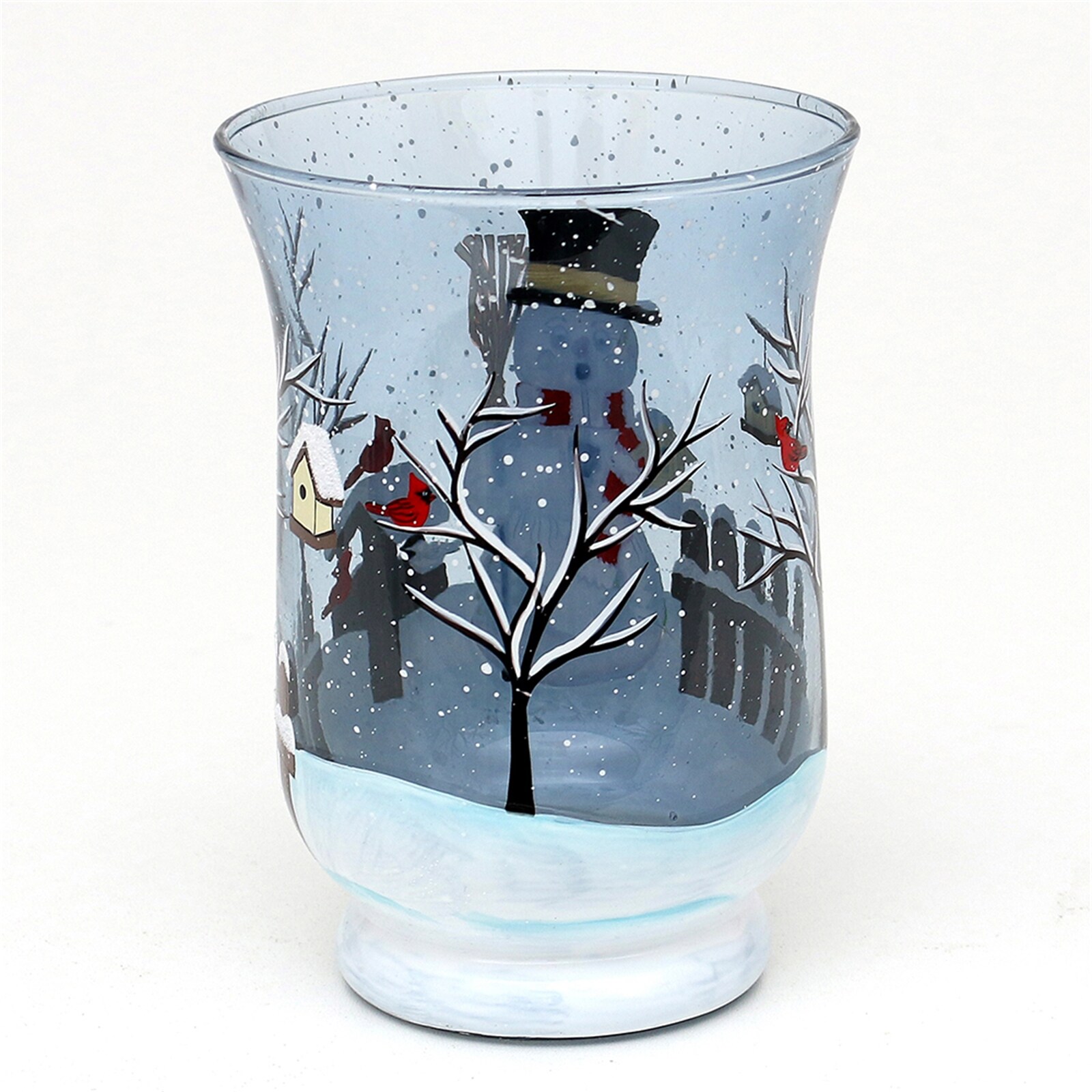 SIGRO Teelichthalter Ø 11 cm Glas mit Weihnachtsmotiv Schneemann