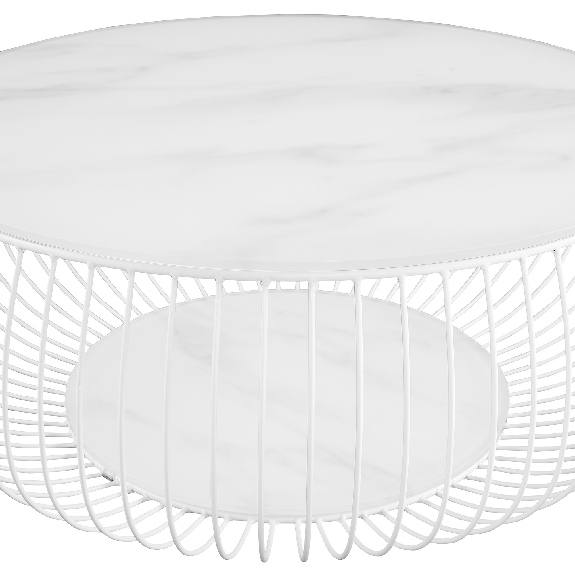 Couchtisch Ø 86cm Weiß Glas Sofatisch Beistelltisch Wohnzimmertisch Tisch