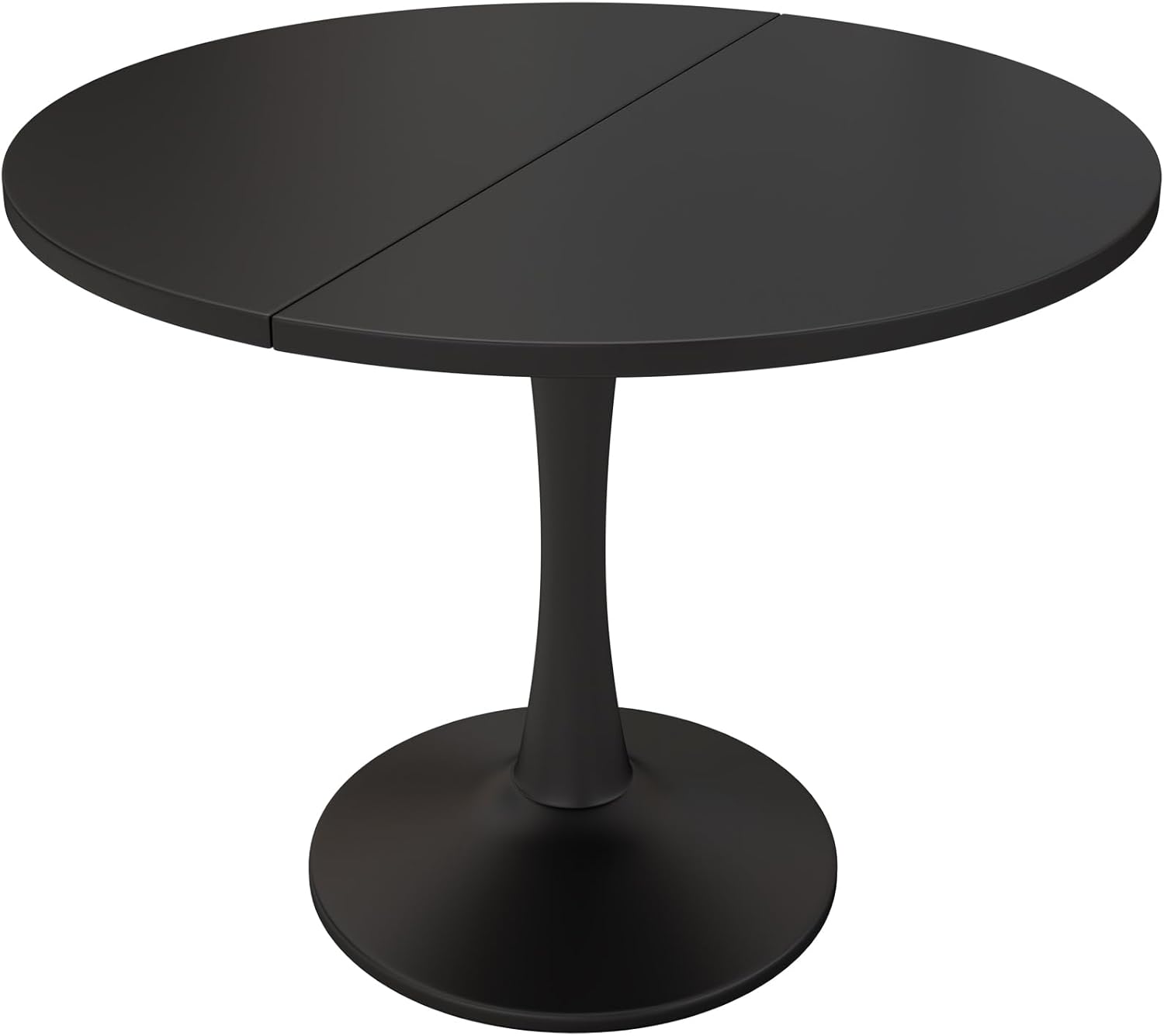 Runder Esstisch ausziehbar 100/140 x 40 x 75 cm, Esszimmertisch/küchentisch für 2-6 Personen, Stilvoller Couchtisch/Holztisch, Runder tisch/ausziehtisch für Küche, Wohnzimmer, Esszimmer (Schwarz) KQ0869076