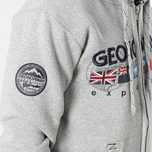 Sweat Zippé Capuche Gris Chiné