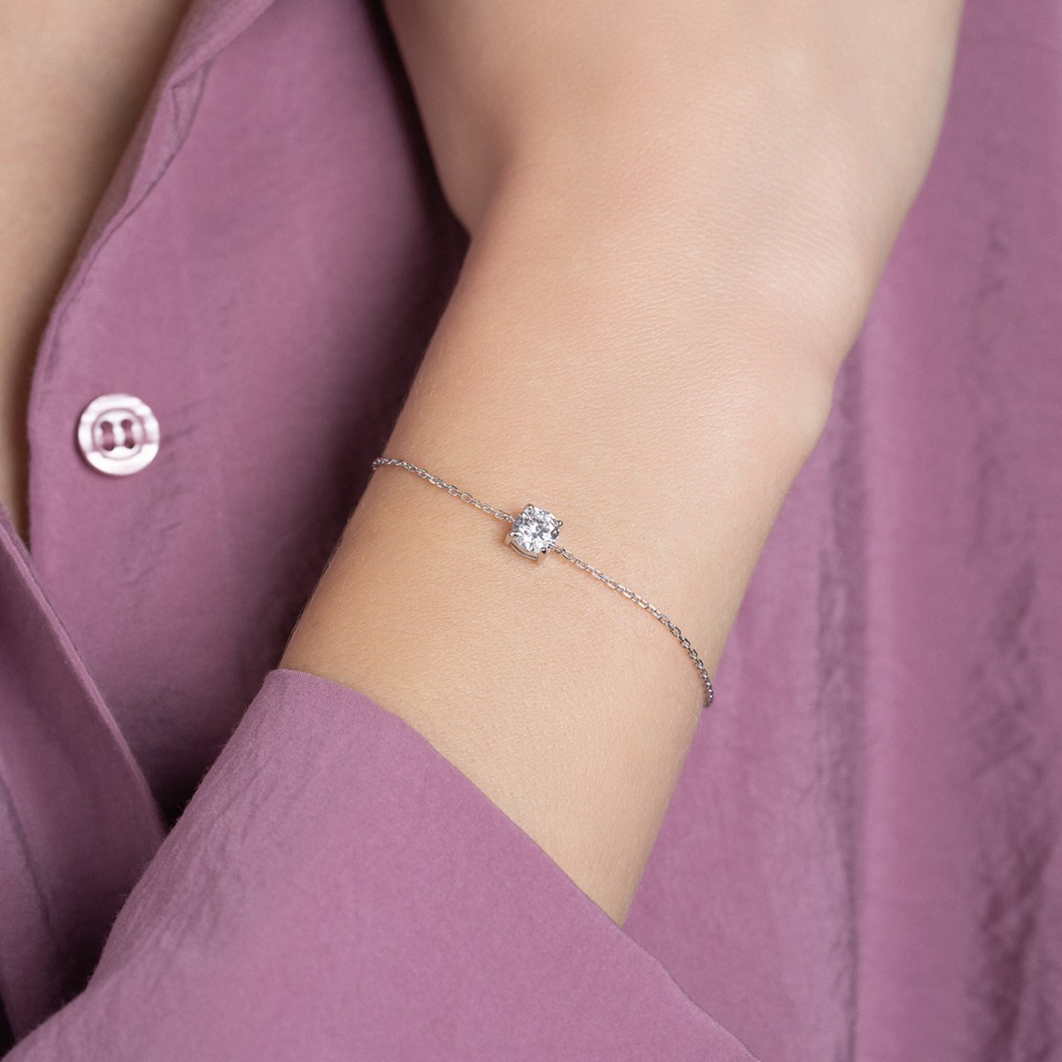 Bracelet Brillaxis argent rhodié solitaire 4 griffes