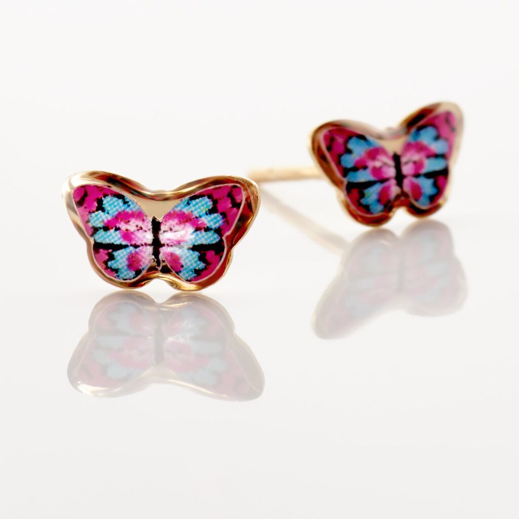 Boucles D'oreilles Puces Aurida Papillon Or Jaune