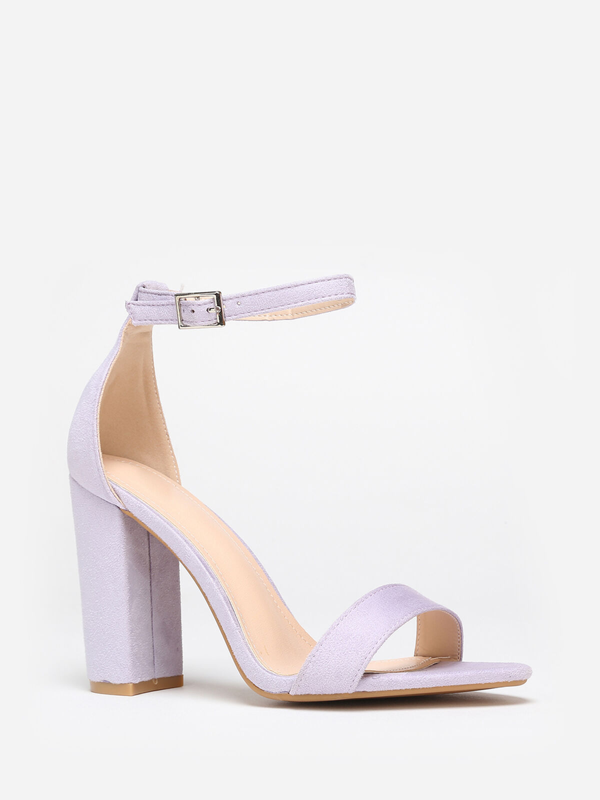 Sandales en suédine à talon carré- Violet