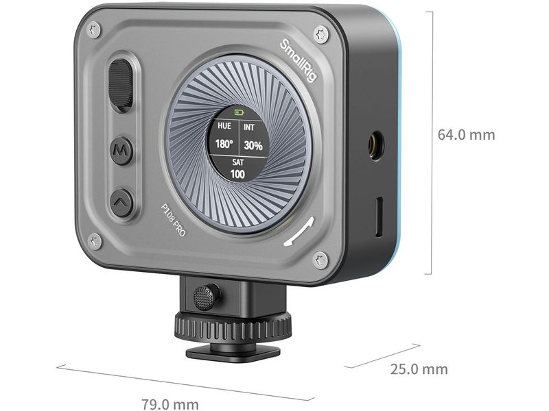 Smallrig Vibe P108 Pro Mini-LED-Videoleuchte Schwarz Simuliert 2500K-6500K Tageslicht und bietet 12 Spezialeffekte