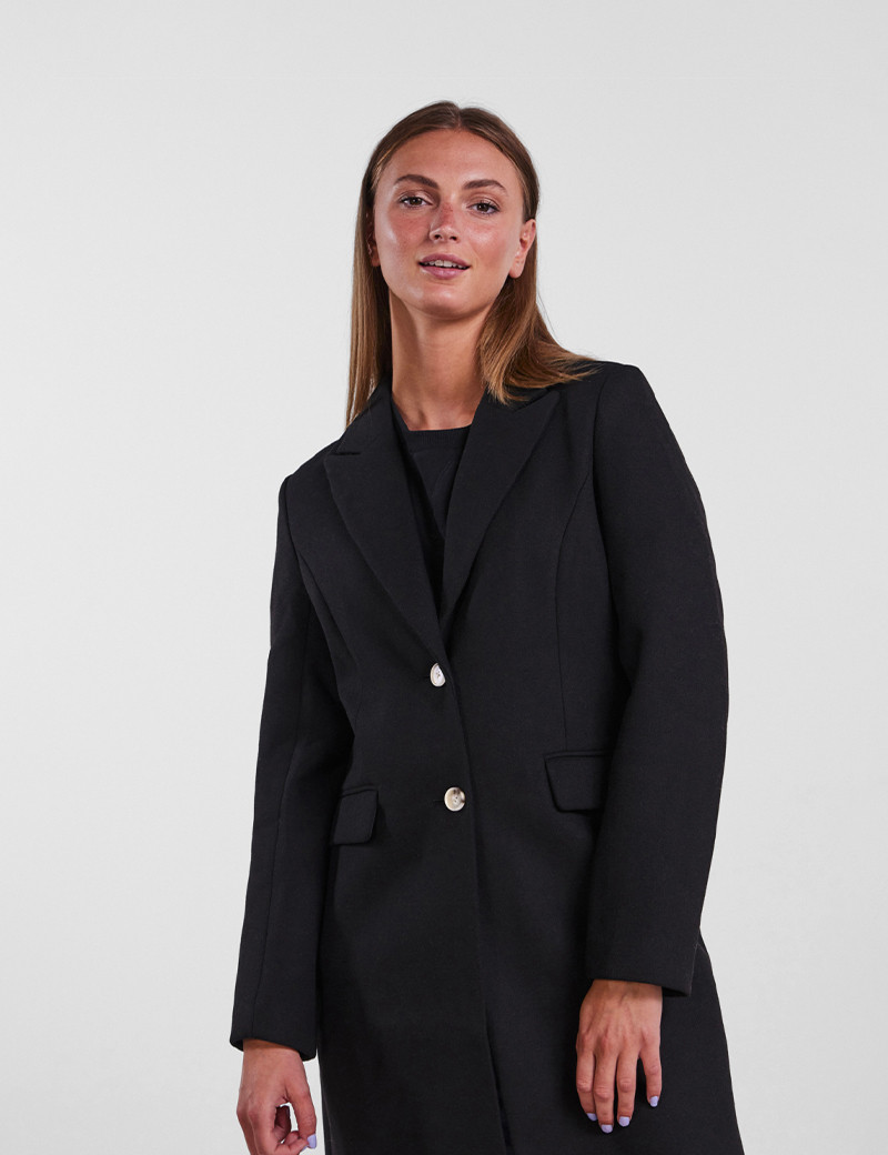 PIECES MANTEAU LONG EN LAINE BEA NOIR
