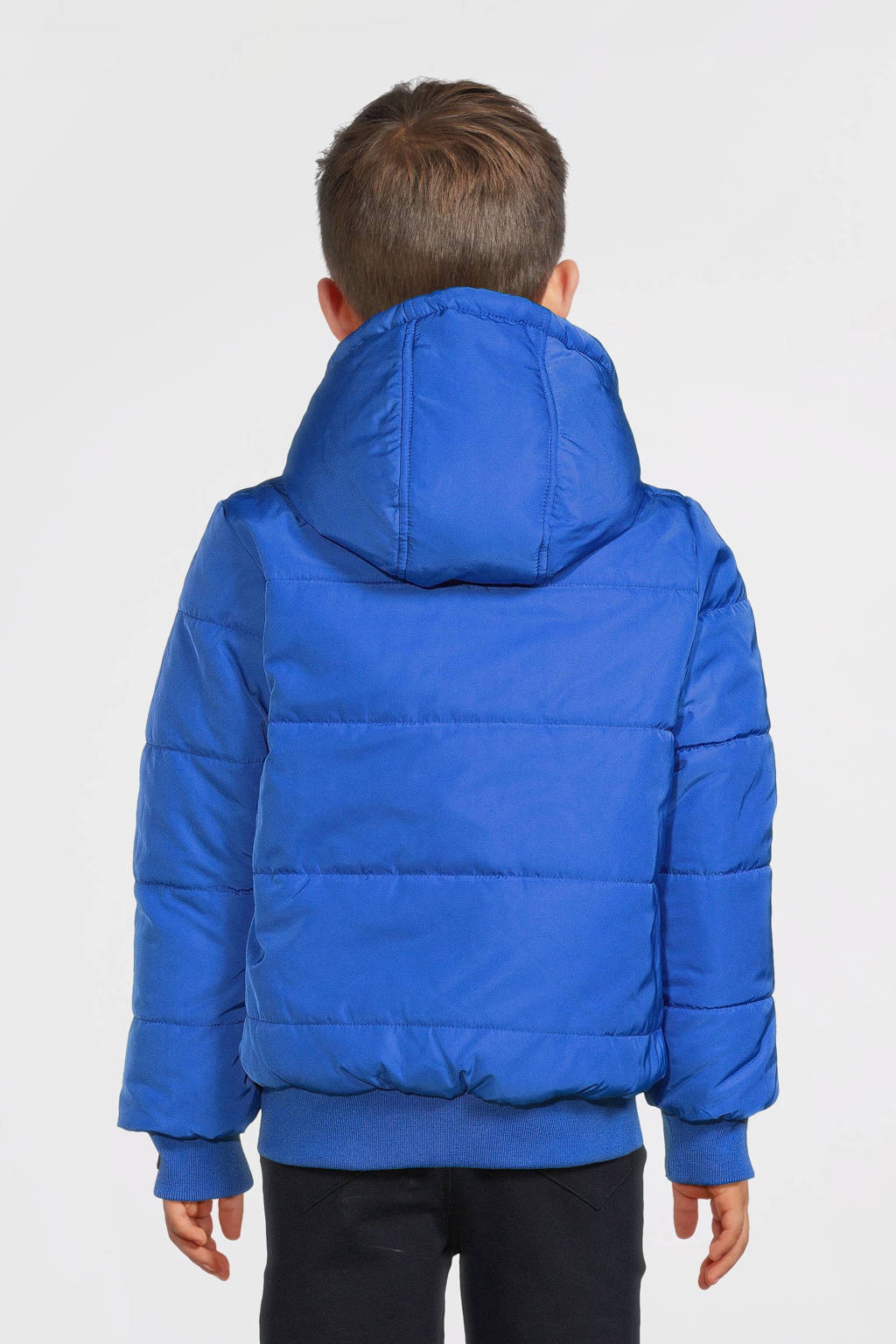 B.Nosy gestreepte reversible gewatteerde winterjas Joah kobatlblauw/zwart