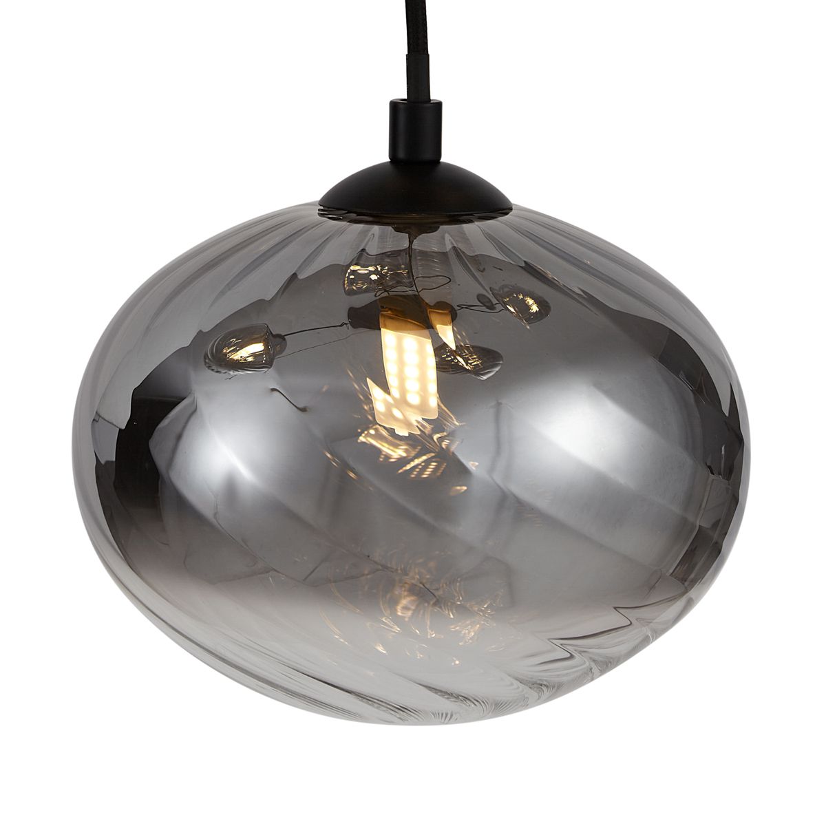 Moderne hanglamp zwart met smoke glas 9-lichts - Jia