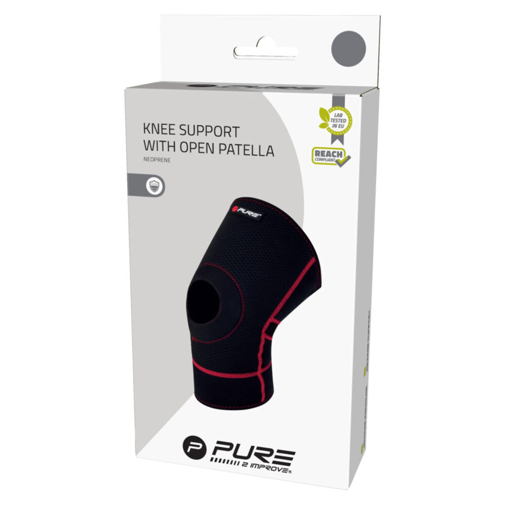 (Gr. L) Neopren Kniebandage Offene Patella Knie Gelenk Sport Stütze - Schwarz