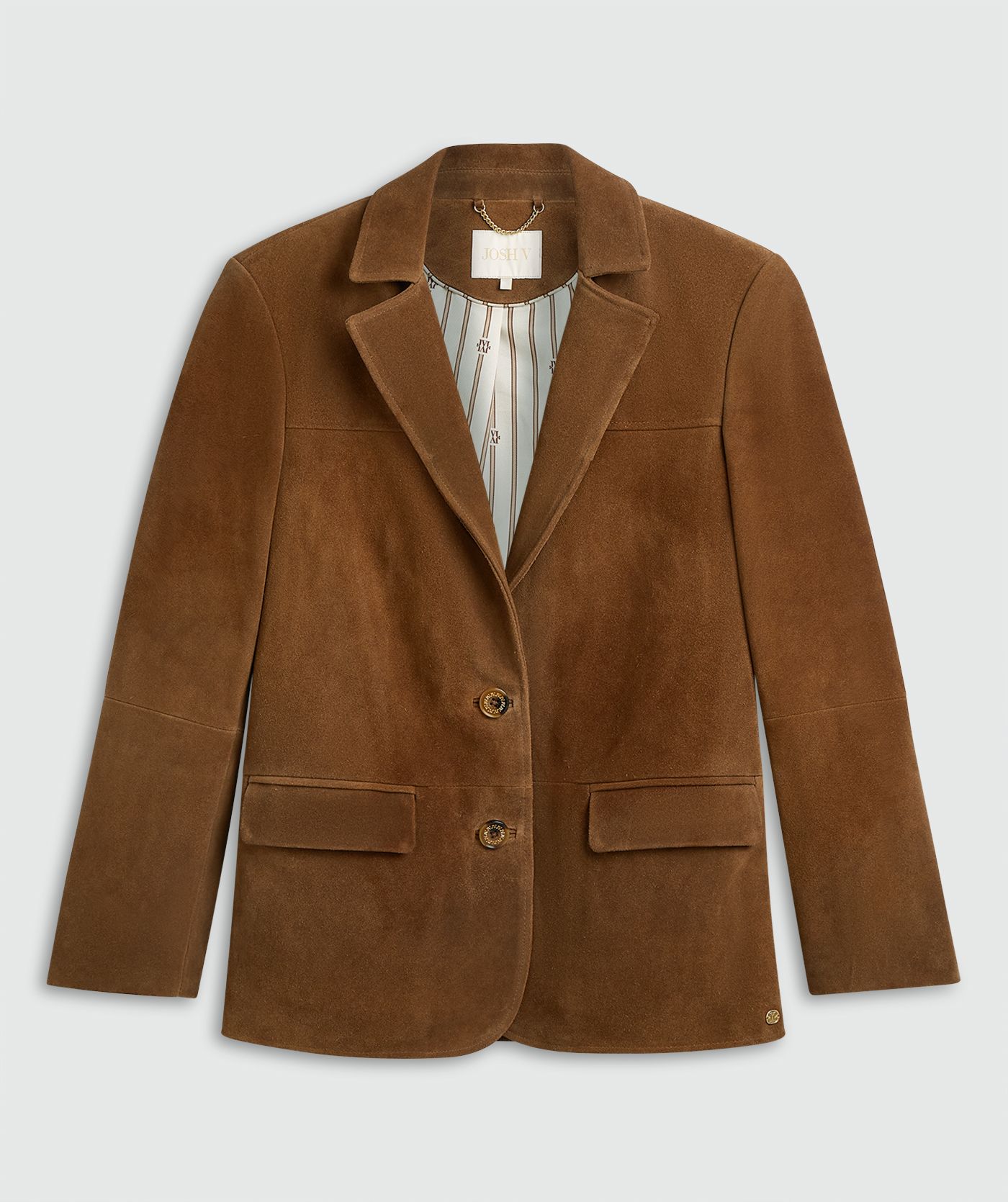 JV-EMSY oversized blazer van suède - brown